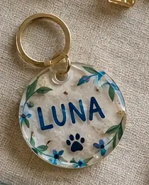 Placa para mascota con el nombre Luna
